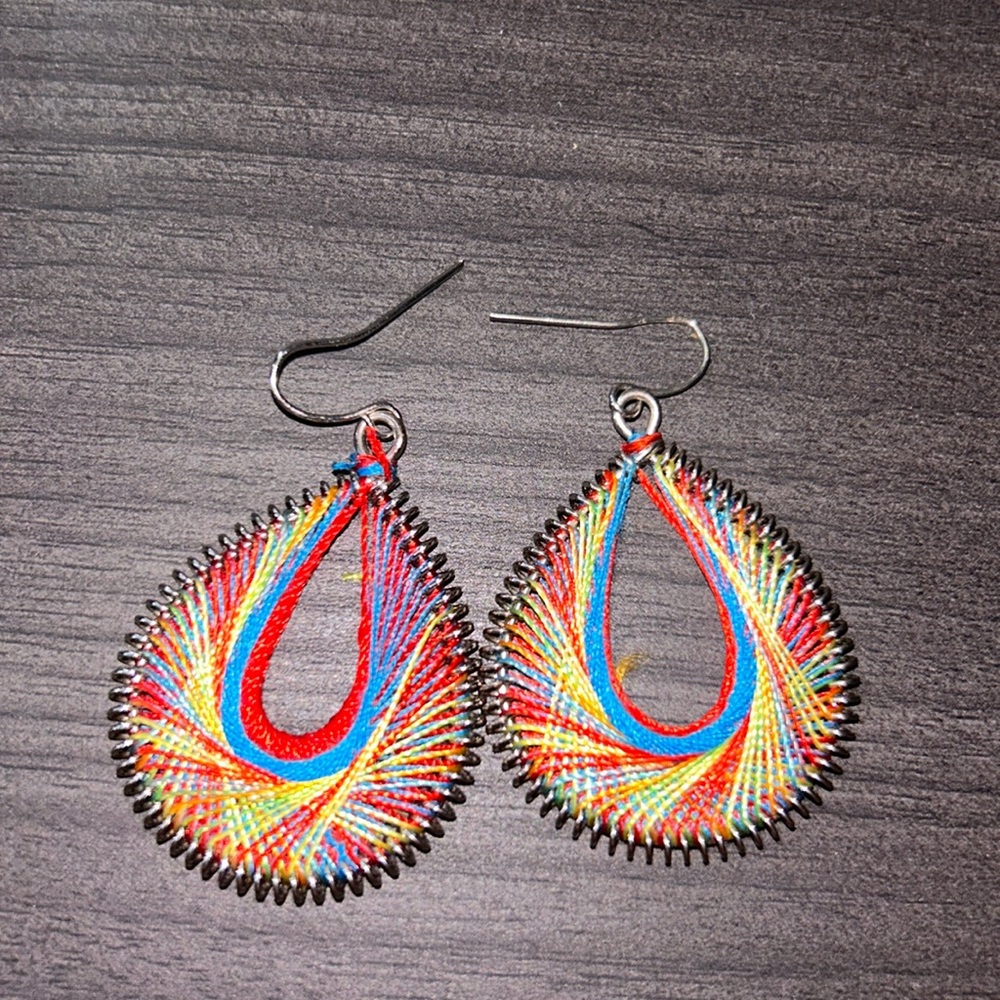 Rainbow Pride Knit/Yarn Earrings